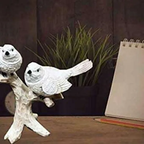 Handcrafted Birds Couple on Tree Resin Showpiece Decor