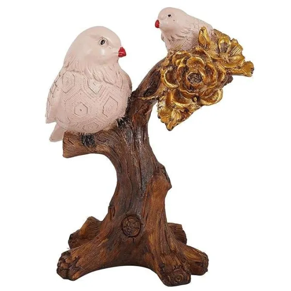 Handcrafted Birds Couple on Tree Resin Bird Statue
