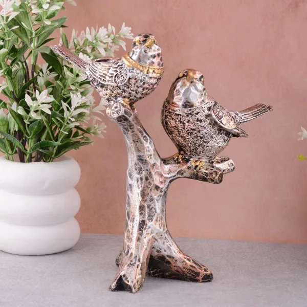 Birds Couple on Tree Resin Decorative Showpiece