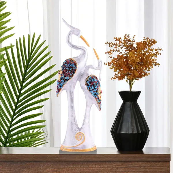 Good Luck White Swan Decorative Home Showpiece White Color