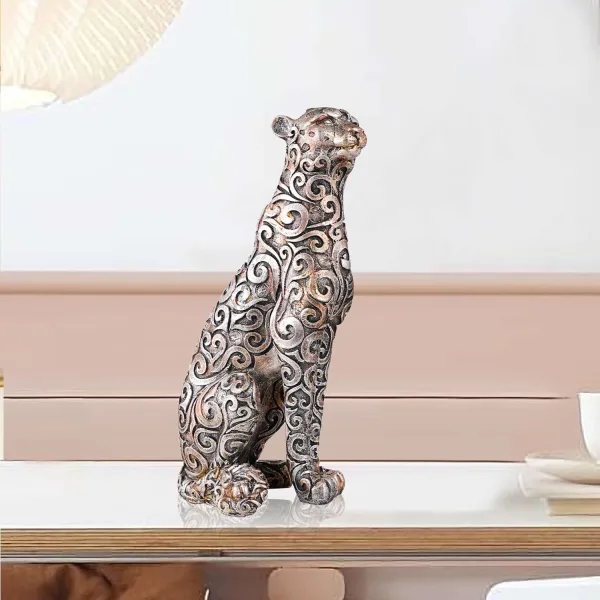 Panther Sitting Antique Animal Figurine Home Decor