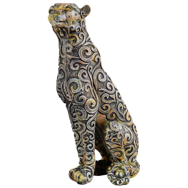 Panther Sitting Position Antique Animal Showpiece Decor