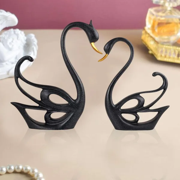 Good Luck Black Swan Decorative Home Showpiece