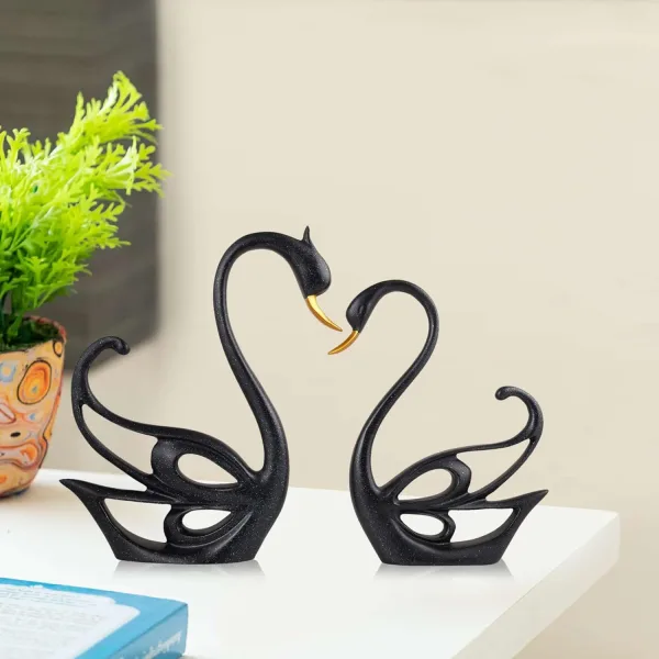 Good Luck Black Swan Decorative Home Showpiece
