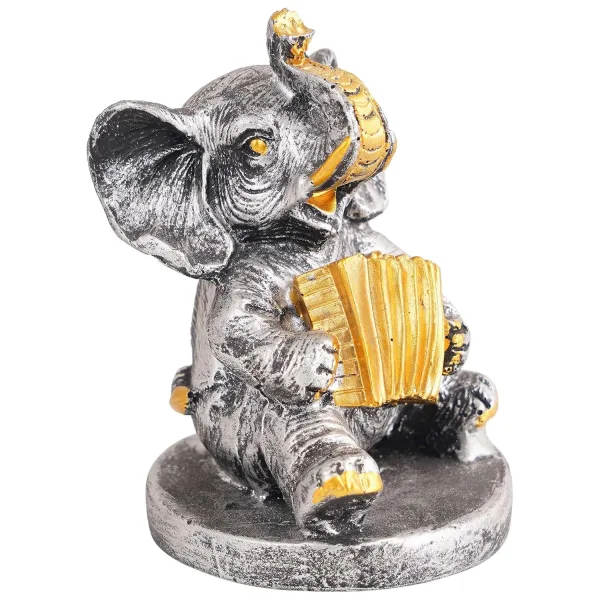 Resin Elephant Musical Instrument Showpiece Decor
