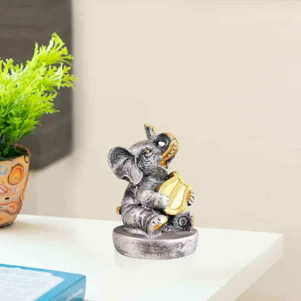 Resin Elephant Playing Instrument Decorative Idol