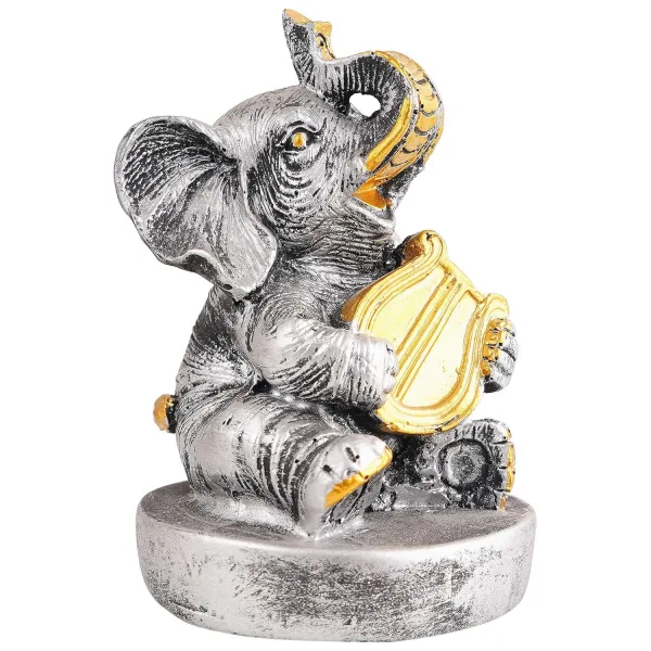 Resin Elephant Playing Instrument Decorative Idol