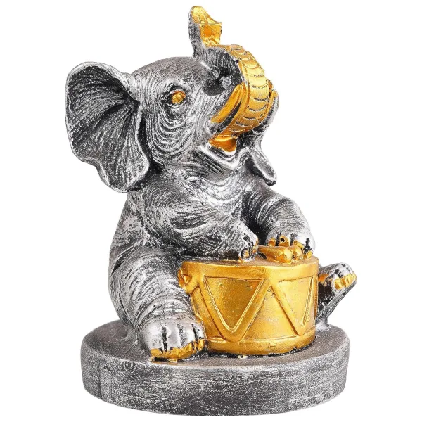 Resin Elephant Playing Musical Instrument Showpiece for Home Decor