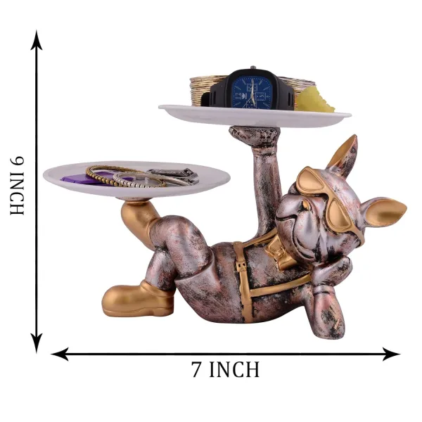Cool Dog Showpiece with Plate for Home Decor Item