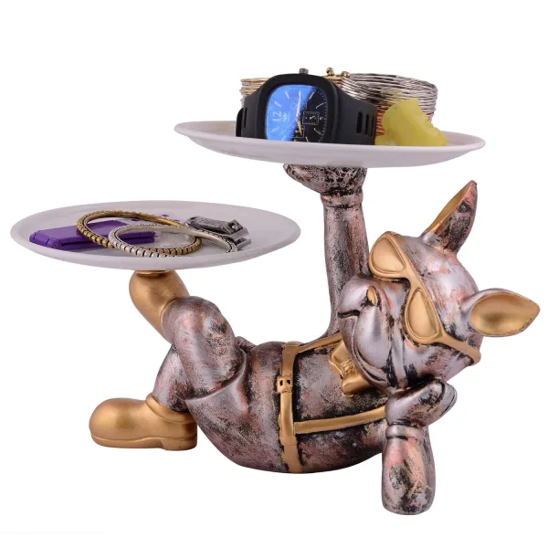 Cool Dog Showpiece with Plate for Home Decor Item