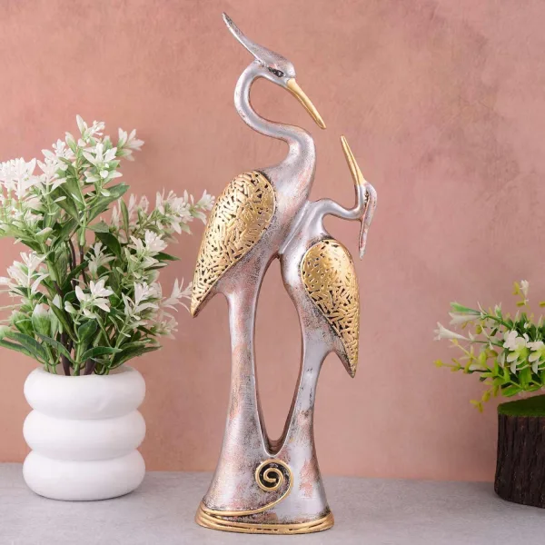 Good Luck White Swan Decorative Home Showpiece