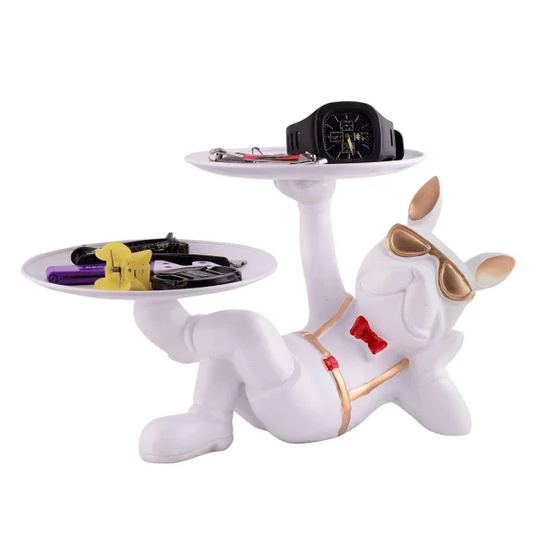 Cool Dog Showpiece with Plate Decorative Showpiece