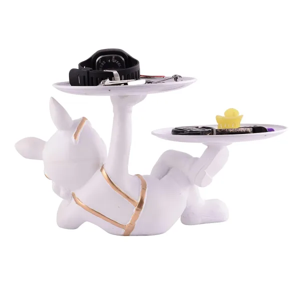 Cool Dog Showpiece with Plate Decorative Showpiece