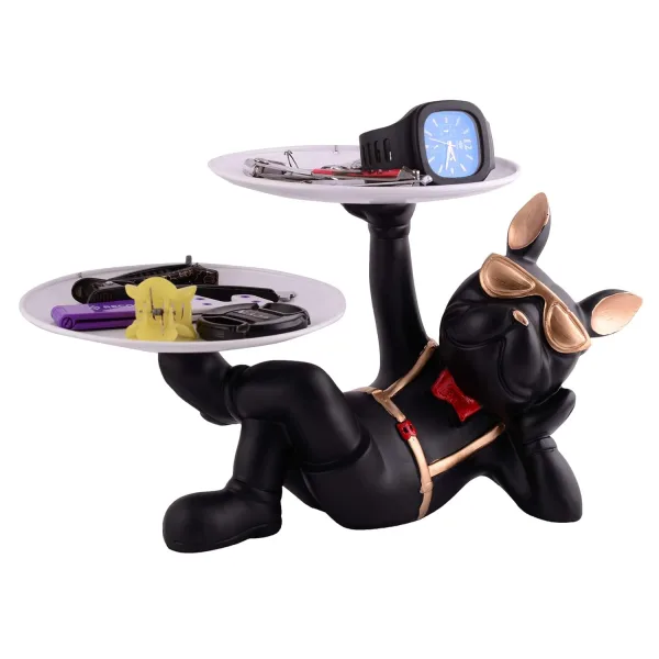 Cool Dog Showpiece with Plate Home Decor Item
