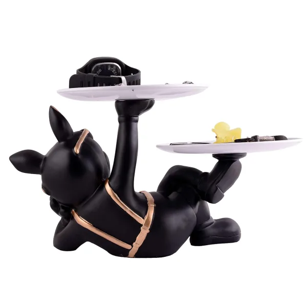 Cool Dog Showpiece with Plate Home Decor Item