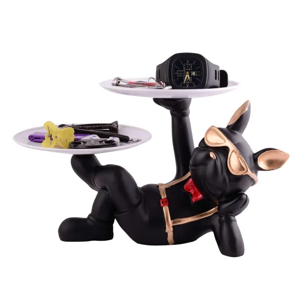 Cool Dog Showpiece with Plate Home Decor Item