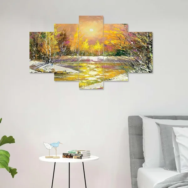 MDF Framed 3D Wall Painting Set of Five for Home Decoration