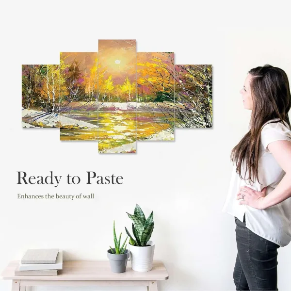 MDF Framed 3D Wall Painting Set of Five for Home Decoration