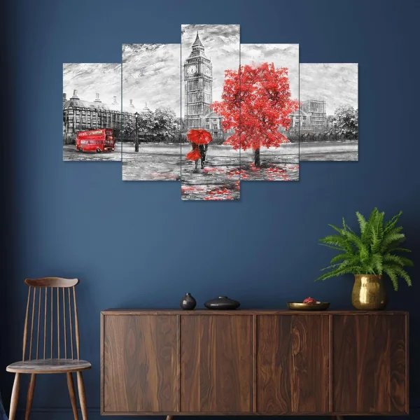 MDF Framed 3D Wall Painting Set of Five for Home Decoration