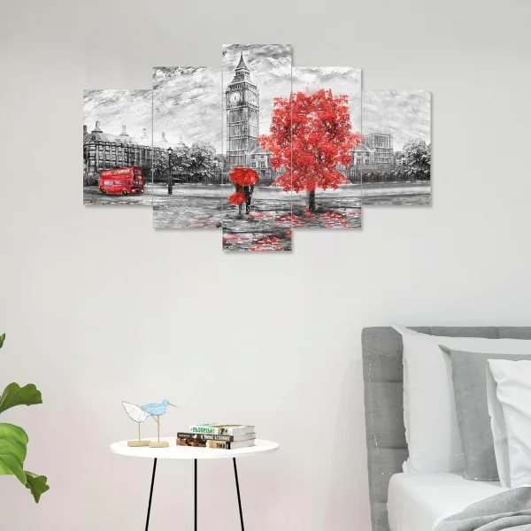 MDF Framed 3D Wall Painting Set of Five for Home Decoration