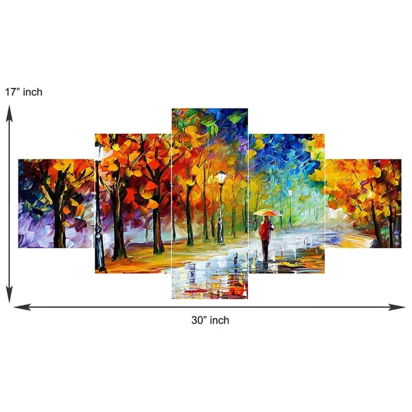 MDF Framed 3D Wall Painting Set of Five for Home Decoration