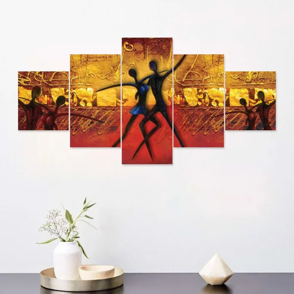 MDF Framed 3D Wall Painting Set of Five for Home Decoration