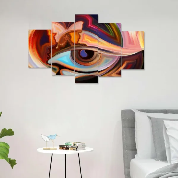 MDF Framed 3D Wall Painting Set of Five for Home Decoration