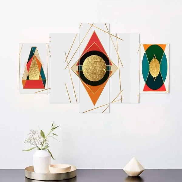 MDF Framed 3D Wall Painting Set of 5 Home Decor