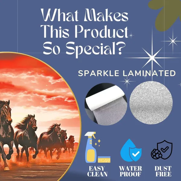 Seven Horses Vastu Painting For Wall Decoration Big Large Size 7 Horse Vastu Frame Golden Framed Painting