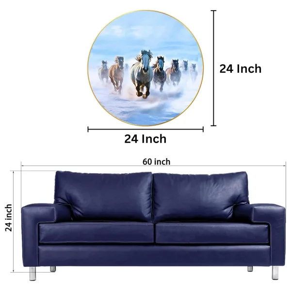 Seven Horses Vastu Painting For Wall Decoration Big Large Size 7 Horse Vastu Frame Golden Framed Painting