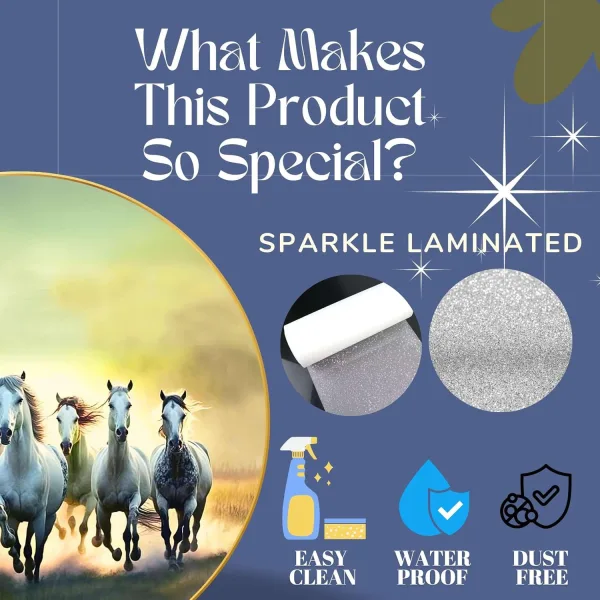 Seven Horses Vastu Painting For Wall Decoration Big Large Size 7 Horse Vastu Frame Golden Framed Painting