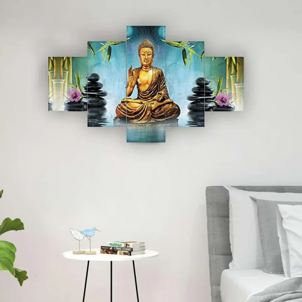 MDF Framed 3D Wall Painting Set of Five  for Home Decoration, Big Size Painting for Living Room