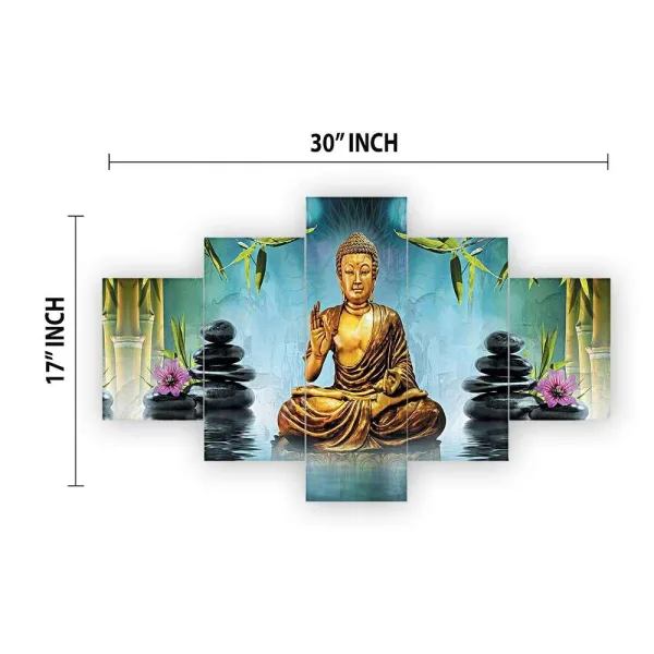 MDF Framed 3D Wall Painting Set of Five  for Home Decoration, Big Size Painting for Living Room