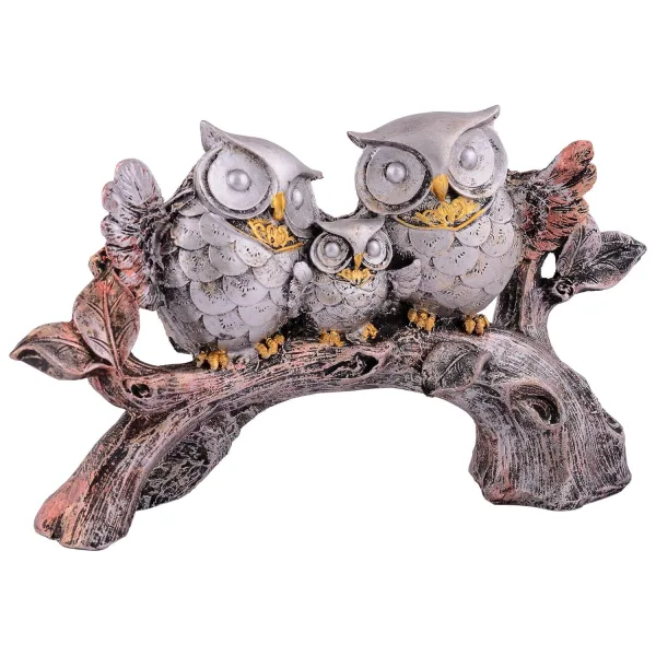 Owl Family on Tree Decorative Bird Showpiece Home Decor