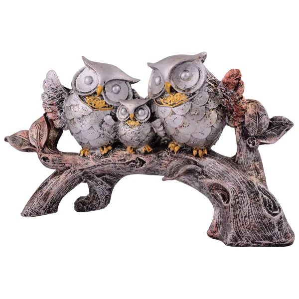 Owl Family on Tree Decorative Bird Showpiece Home Decor