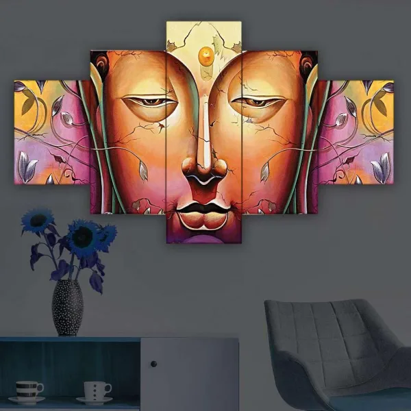 MDF Framed 3D Wall Painting Set of Five  for Home Decoration, Big Size Painting for Living Room