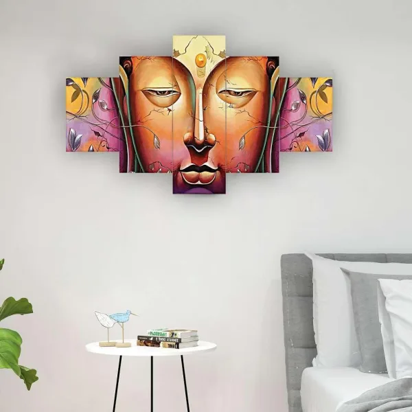 MDF Framed 3D Wall Painting Set of Five  for Home Decoration, Big Size Painting for Living Room
