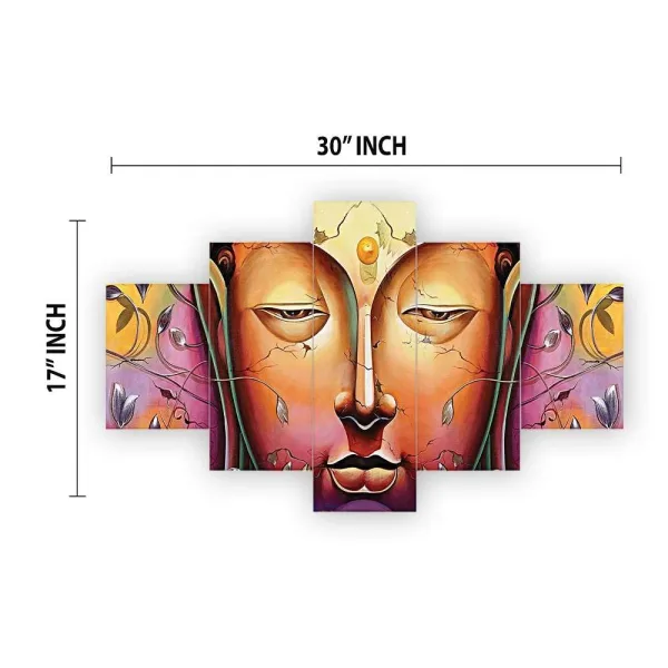 MDF Framed 3D Wall Painting Set of Five  for Home Decoration, Big Size Painting for Living Room