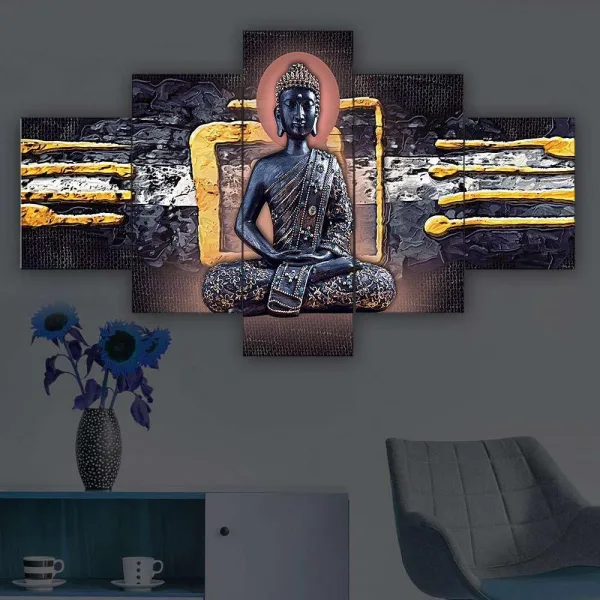 MDF Framed 3D Wall Painting Set of Five  for Home Decoration, Big Size Painting for Living Room