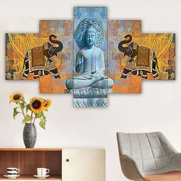 MDF Framed 3D Wall Painting Set of 5 Wall Decor