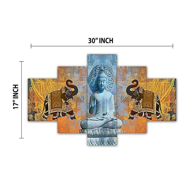 MDF Framed 3D Wall Painting Set of 5 Wall Decor