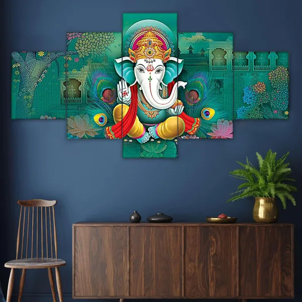 MDF Framed 3D Wall Painting Set of Five for Home Decoration, Big Size Painting for Living Room