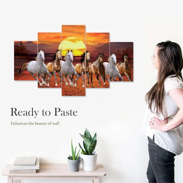 MDF Framed 3D Wall Painting Set of 5 Large Home Decor