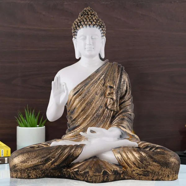 Gautam Buddha Statue Feng Shui Vastu Decorative Idol Golden Color