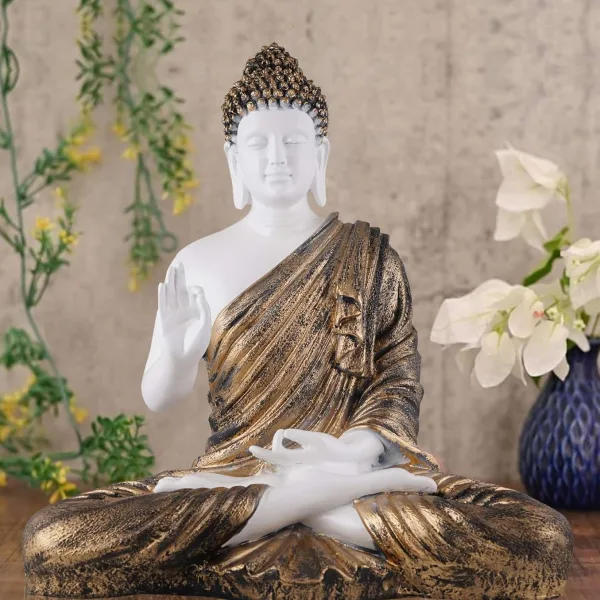 Gautam Buddha Statue Feng Shui Vastu Decorative Idol Golden Color
