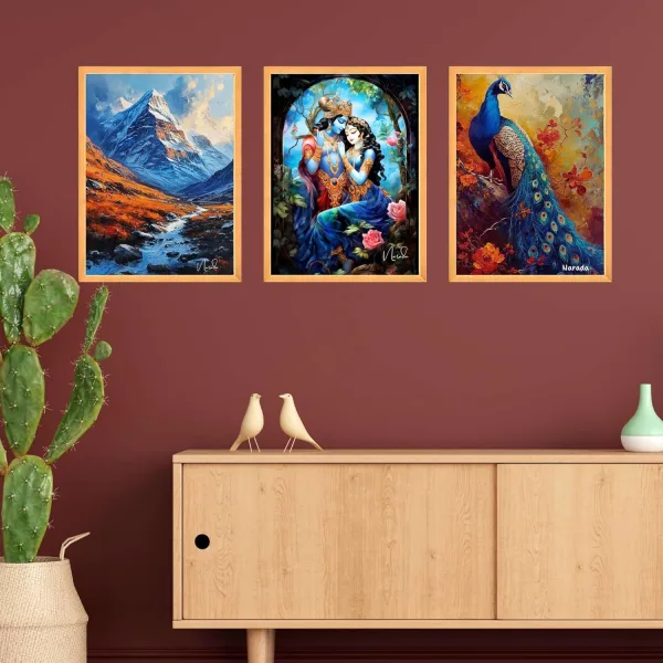 Wall Paintings for Wall Dacoration Large Framed Wall Paintings Set of Three for Living Room