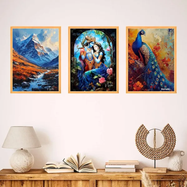 Wall Paintings for Wall Dacoration Large Framed Wall Paintings Set of Three for Living Room
