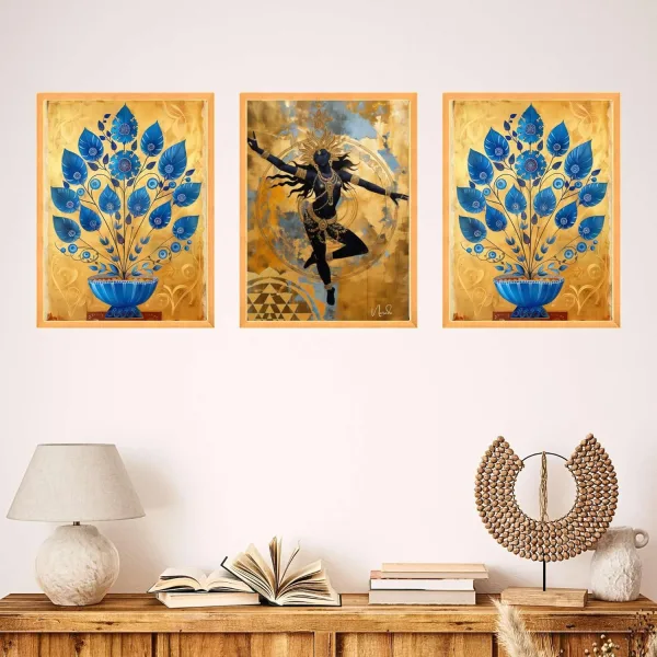 Wall Paintings for Wall Dacoration Large Framed Wall Paintings Set of Three for Living Room