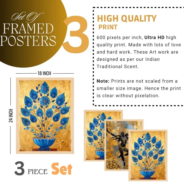 Wall Paintings for Wall Dacoration Large Framed Wall Paintings Set of Three for Living Room