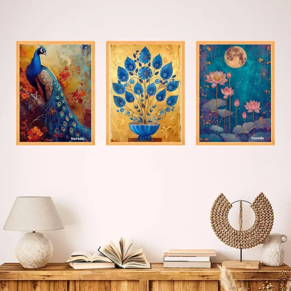 Wall Paintings for Wall Dacoration Large Framed Wall Paintings Set of Three for Living Room